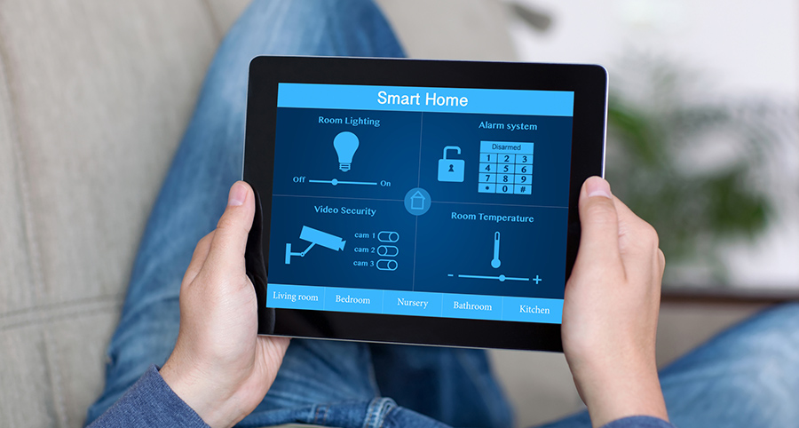 The ability to access and control security components from a mobile device is one of the top smart home trends in Monroe. Close-up of smart home security app.